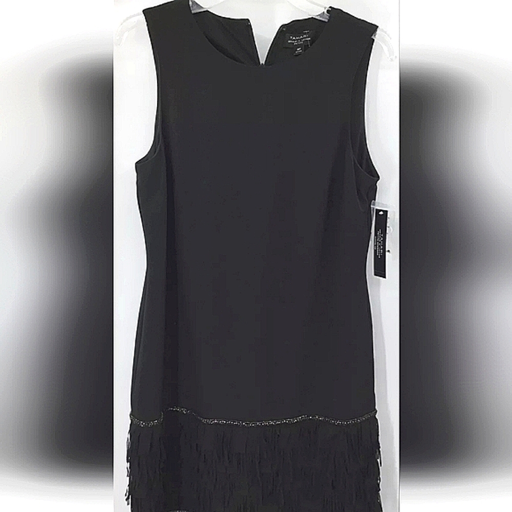 Tahari Arthur S. Levine Womens Black Sleeveless Round Neck Shift Dress